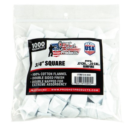 PROSHOT 3/4IN SQUARE PATCHES - .17 CAL. TO .22 CAL. RIMFIRE - 1000 COUNT 3/4-1000 - 556 Black Friday Promotion